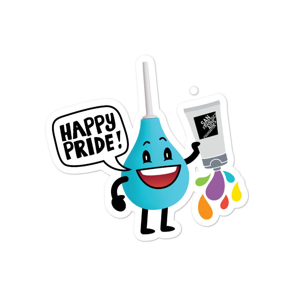Pride with Rainbow Lube Douchie: Sticker